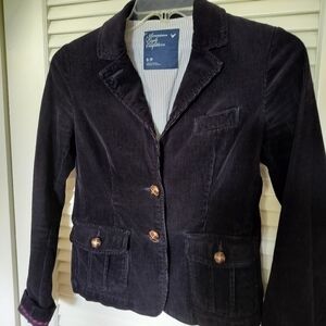 American Eagle Outfitters Women's Corduroy Cotton Jacket Navy Small Petite